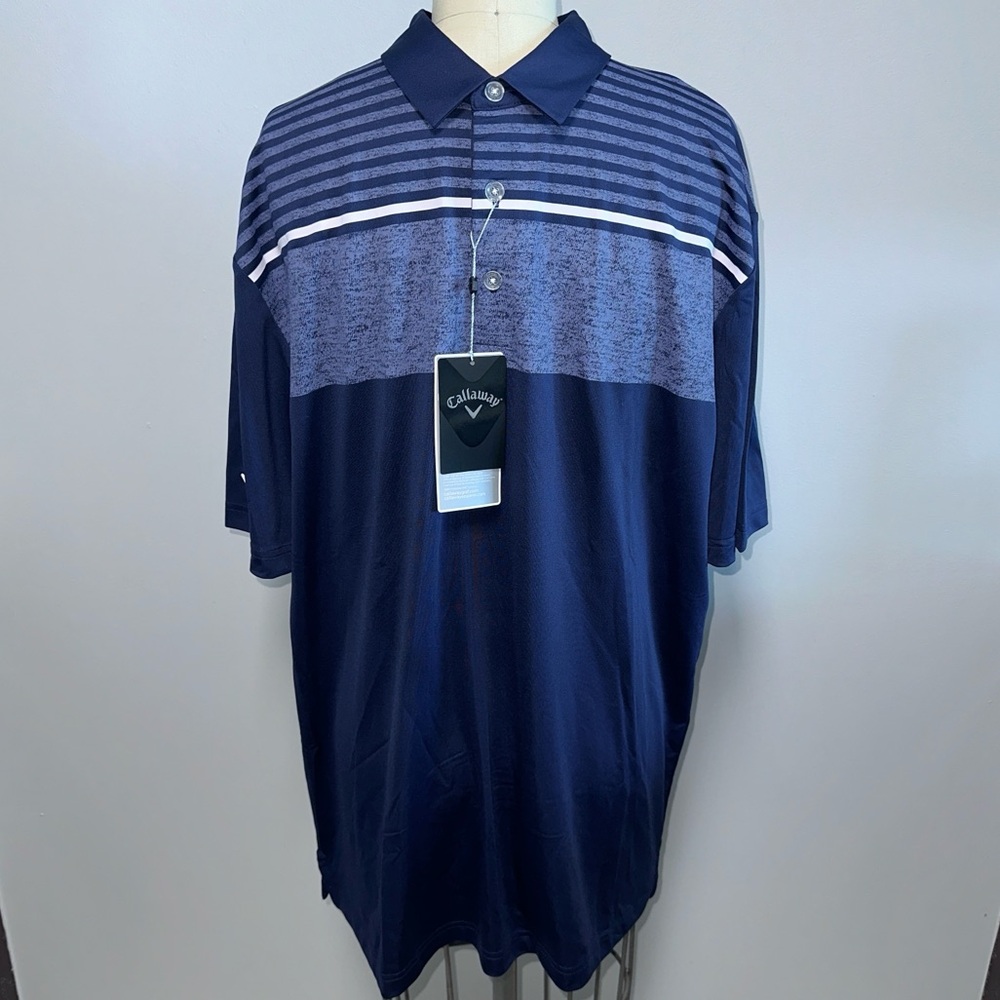 *NWT* Men's Callaway Navy Golf Polo with Chest Print, Size M
